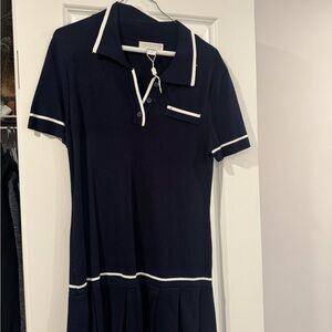 Caroline Constas Navy Polo Dress with White Trim